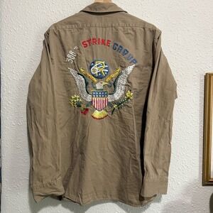 Vtg Polo‎ Ralph Lauren Tan L Military Jacket Eagle Embroidery 388 strike group